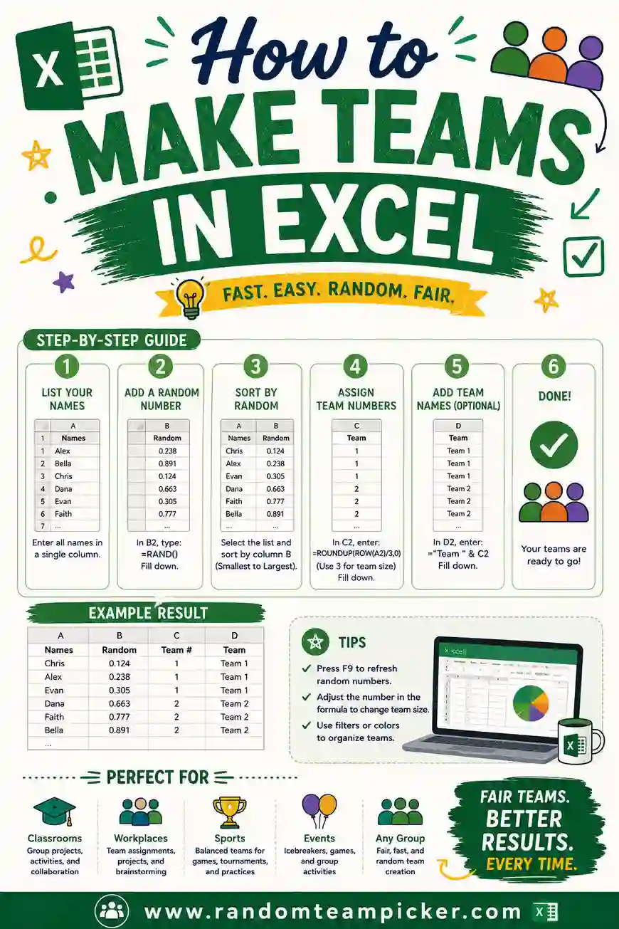 How to Make Teams in Excel (Step-by-Step, With Formulas)