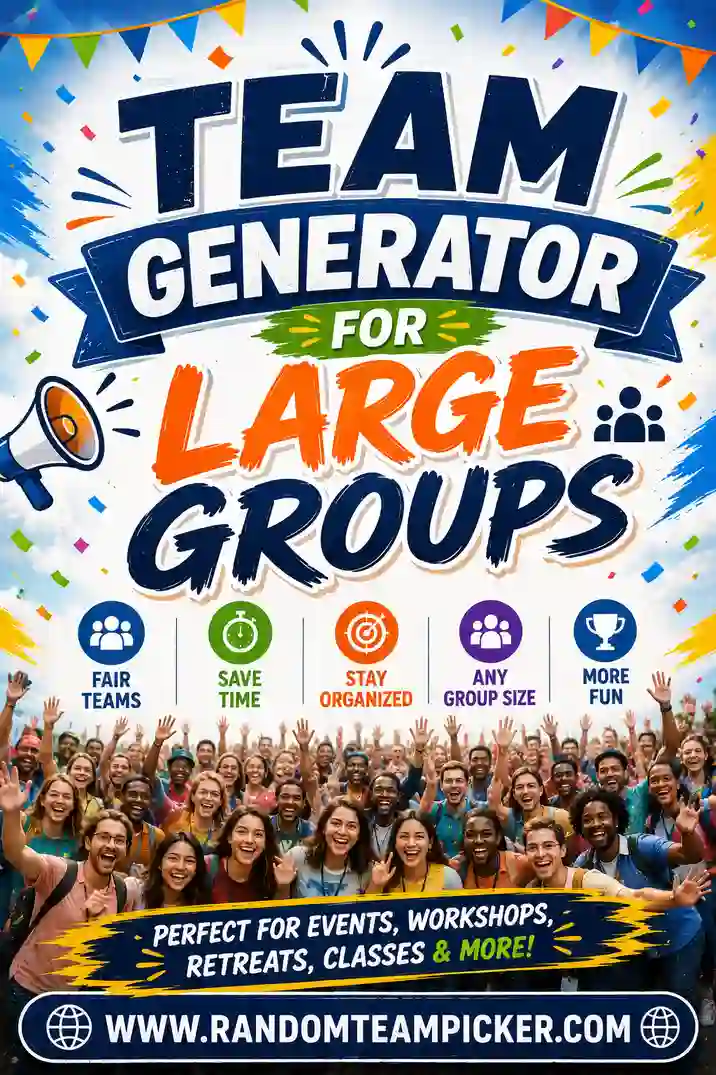 Team Generator for Large Groups: Sort Fast & Fair